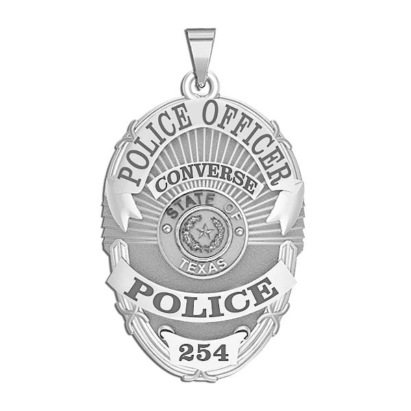 Personalized Texas Oval Police Badge with Your Rank, Number & Department