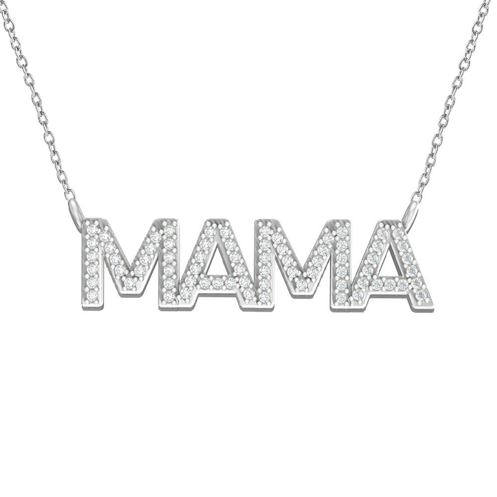 Mama Diamond Name Necklace with 18 Inch Chain Included