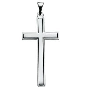 14K Yellow Gold Beveled-Edge Cross Pendant