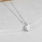 14K White Gold Mother & Daughter Forever Heart Photo Locket
