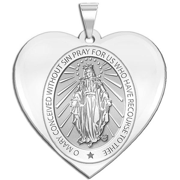Miraculous Medal Heart Shaped