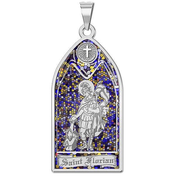 Saint Florian - Stained Glass Religious Medal