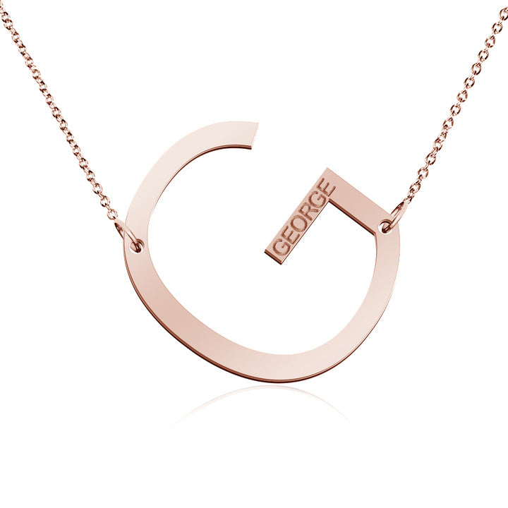 Personalized Large First Initial Pendant with Name