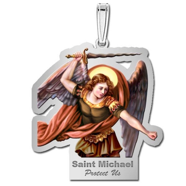 Saint Michael Outlined Religious Medal "Color"