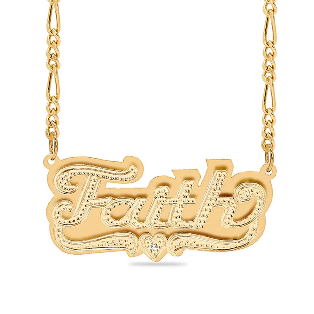 Diamond Cut Script Name Necklace with Included Chain