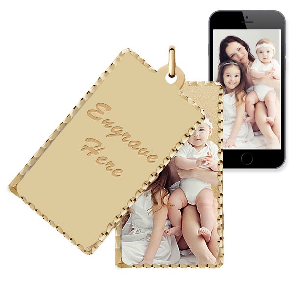 Tall Rectangle Swivel Photo Pendant