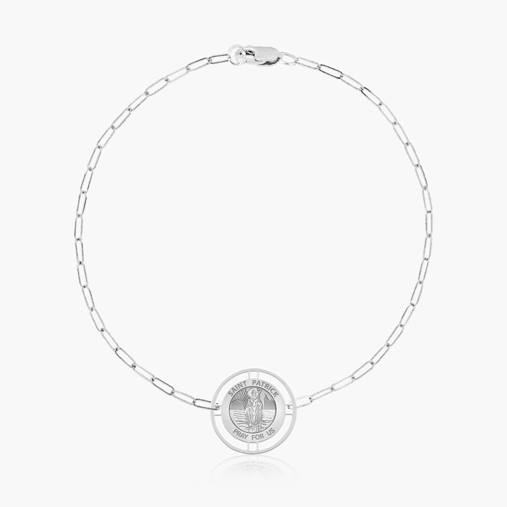 Round Saint Patrick with Open Border Paperclip Bracelet