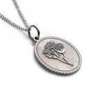 Personalized Birth Flower Oval Necklace