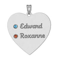 Personalized Couples Heart Pendant with Two Birthstones & Names