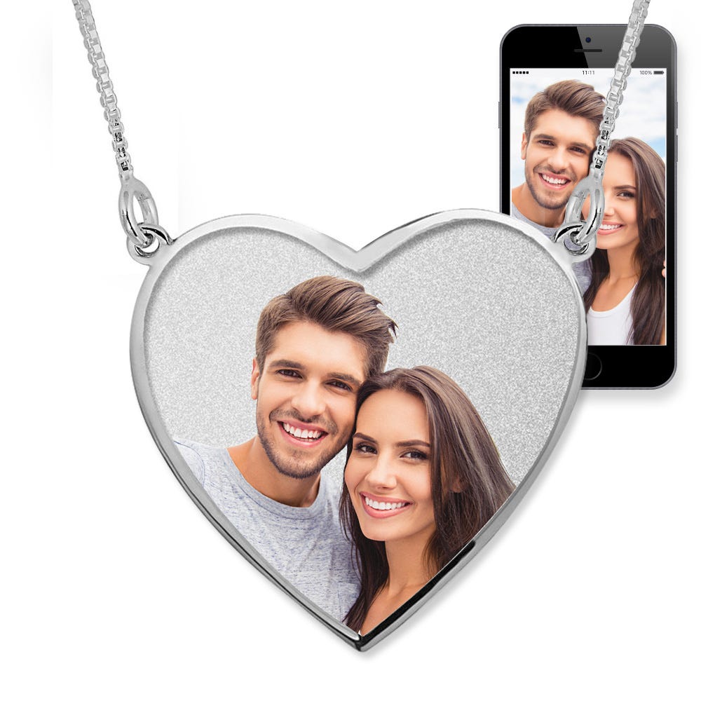 Heart With Border Photo Pendant Charm With Two Loops