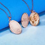14K Rose Gold Floral Oval Photo Locket