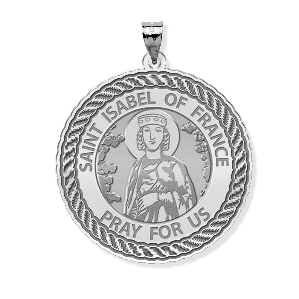 Saint Isabel Of France Round Rope Border Religious Medal