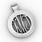 Round Monogram Script Cut-Out Pendant