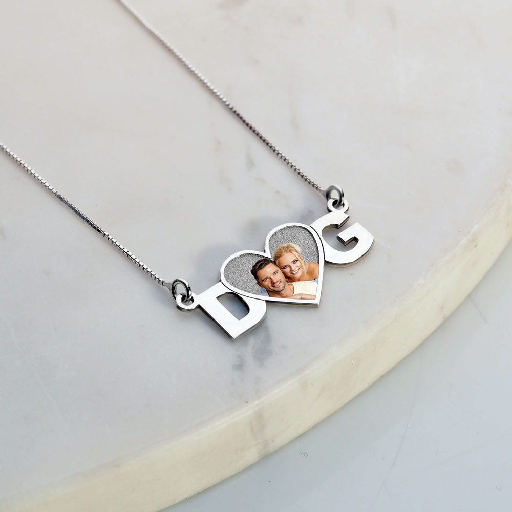 Initial Photo Heart Pendant