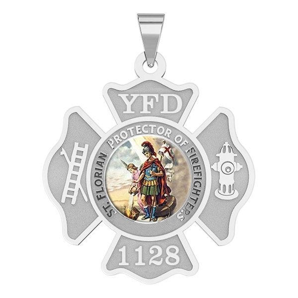 Customized Saint Florian Traditional Fire Badge Religious Color Medal