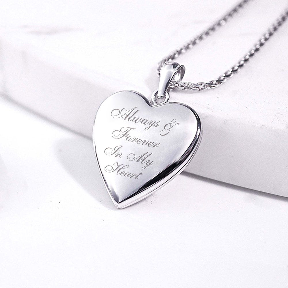 14K White Gold Always & Forever In My Heart Photo Locket
