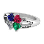 4 Heart Shaped Birthstone Mother's Personalized Ring