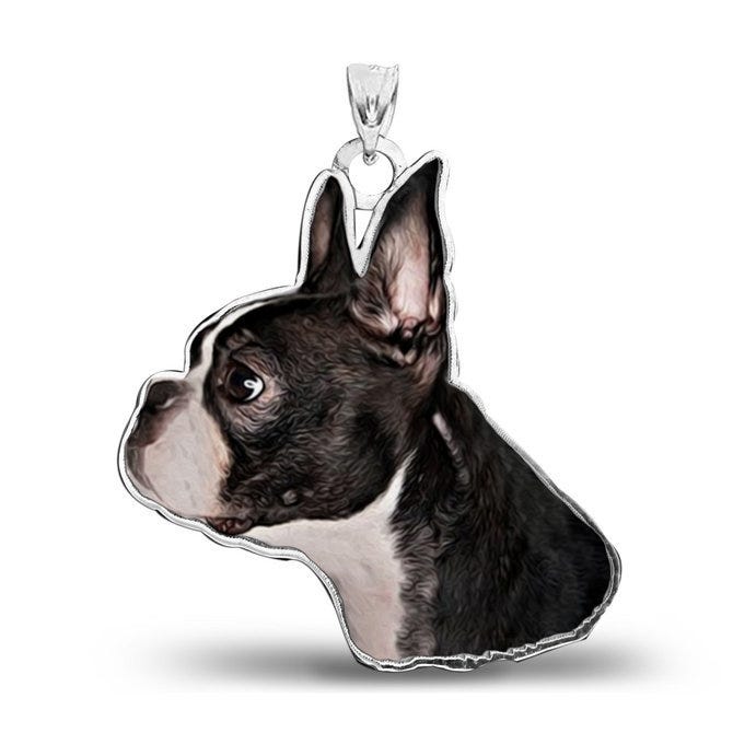 Boston Terrier Dog Color Portrait Charm or Pendant