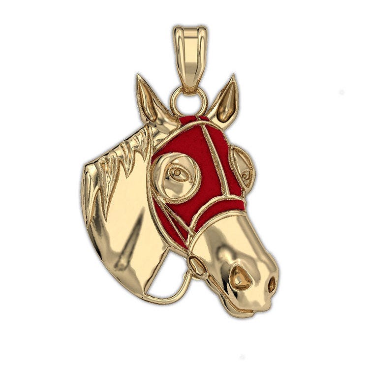 Racehorse with Blinder Mask Horse Pendant with Color of Your Choice