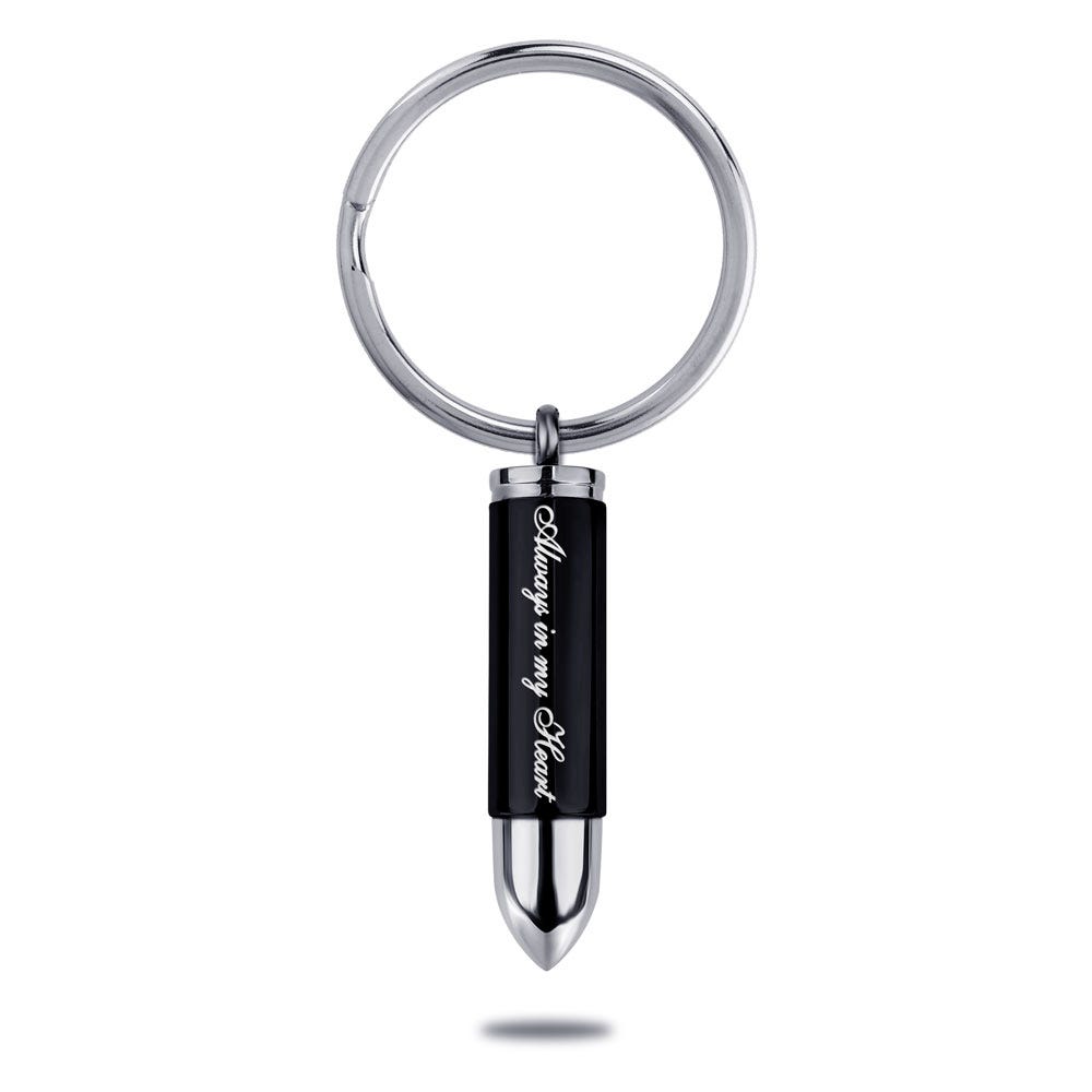 Bullet Shaped "Always in My Heart" Cremation and Ash Vessel Keychain