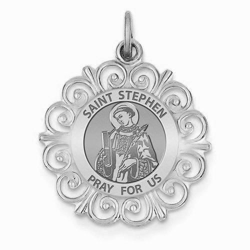 Saint Stephen Round Filigree Religious Medal