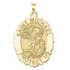 Saint Michael Scalloped Oval Religious Medal