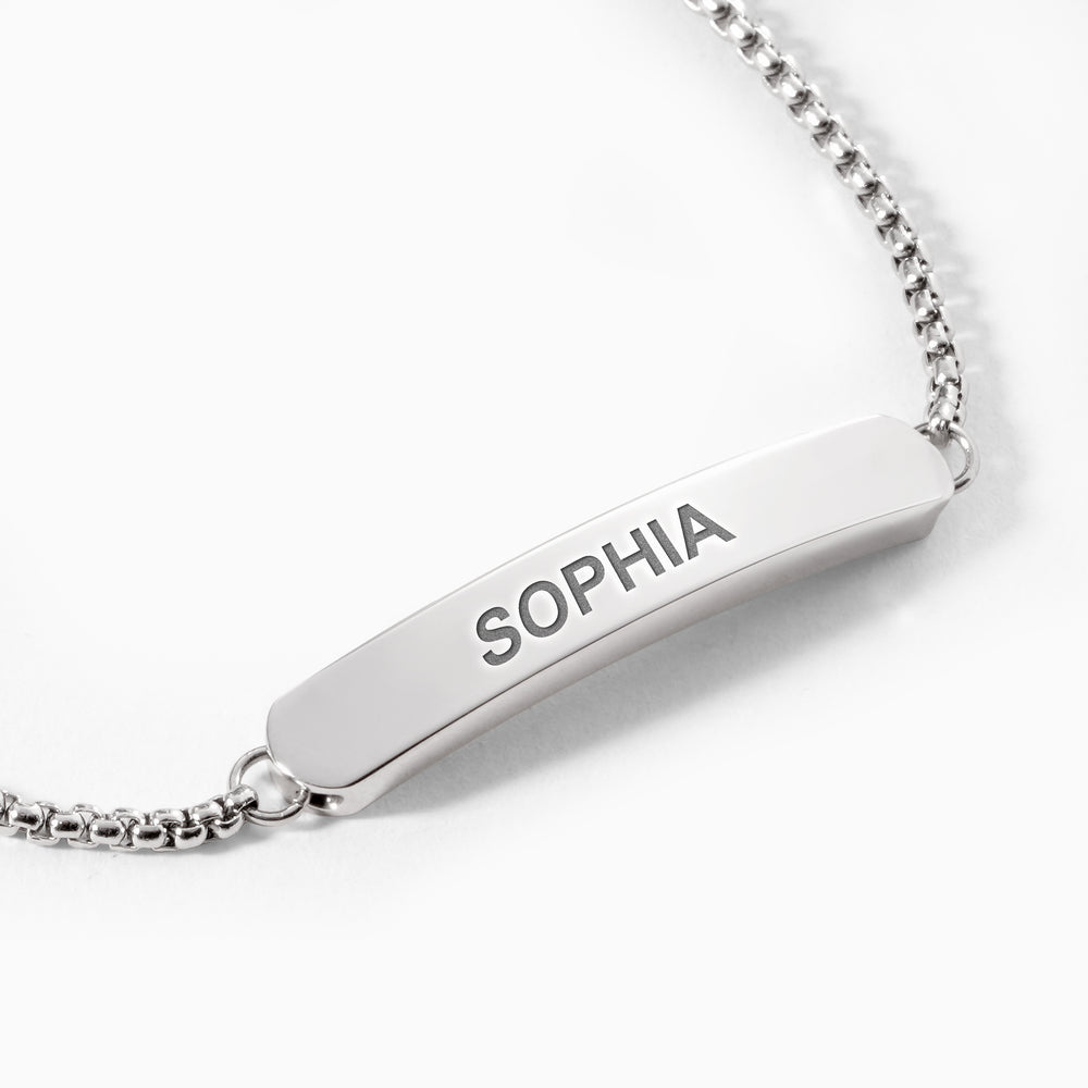 Custom Engraved Sterling Silver Curb Link ID Adjustable Bracelet