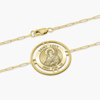 Round Saint Lucy with Open Border Paperclip Bracelet