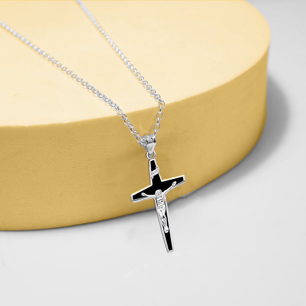 Sterling Silver Enameled Crucifix Charm