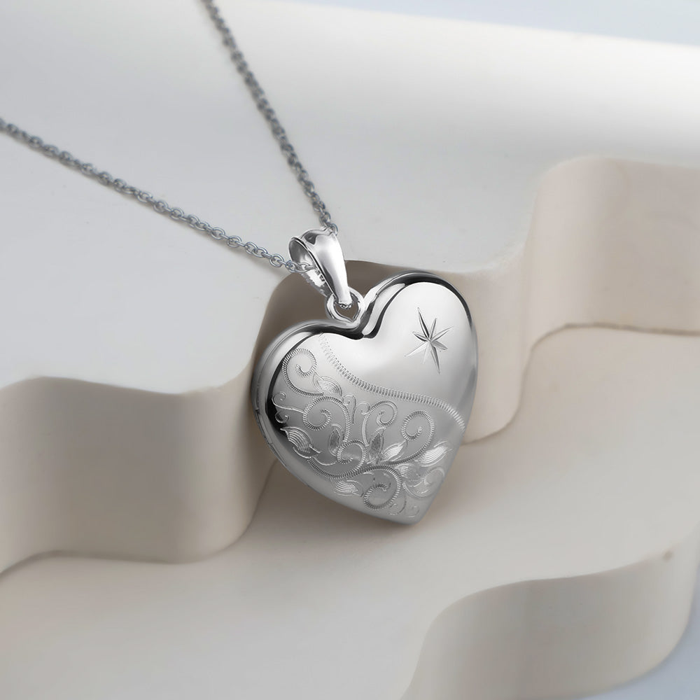 Floral Heart with Star Design Locket