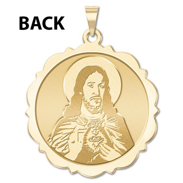Scapular Scalloped Round Religious Medal "EXCLUSIVE"