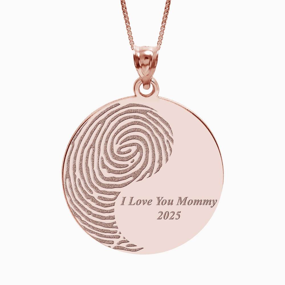 Custom Ying Yang Fingerprint Round Charm or Pendant with Text