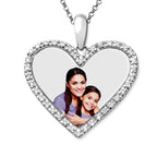 Diamond Frame Heart Photo Necklace