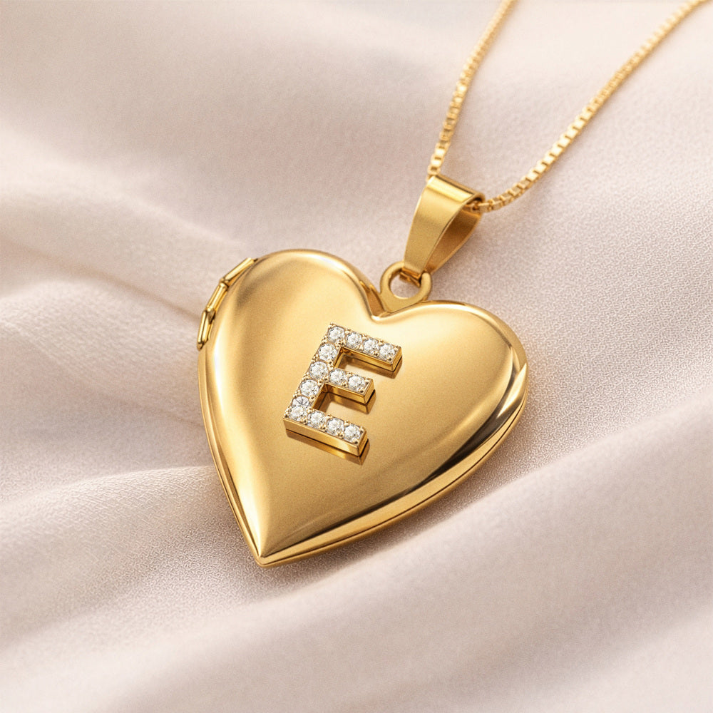 Locket with Raised Diamond Initial