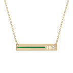 Personalized Horizontal Thin Green Line Military Necklace with 18" Chain
