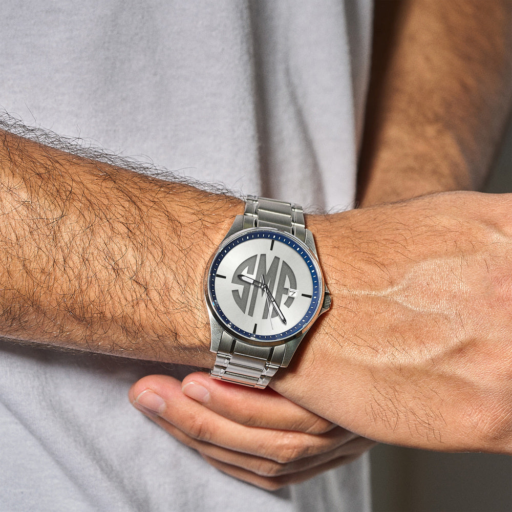 Men's Personalized Stainless Watch Blue Dial