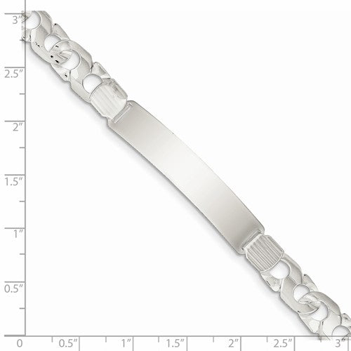 Custom Engraved Sterling Silver Men's Fancy Link ID Bracelet