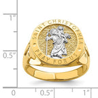 14K with Rhodium Saint Christopher Ring