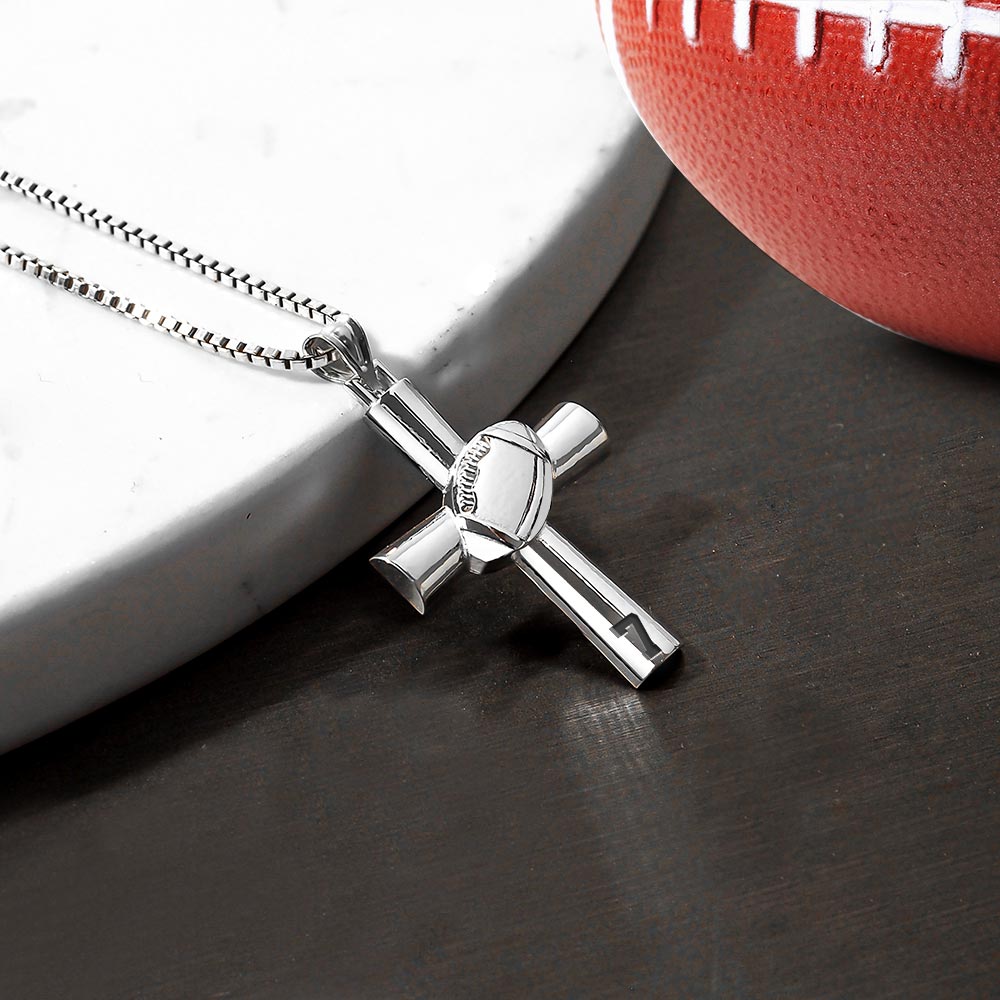 High Polished Football Cross with Number