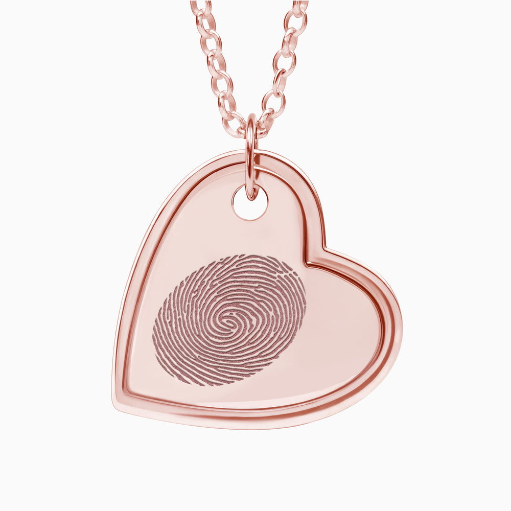 3D Sideways Heart with Fingerprint — rose