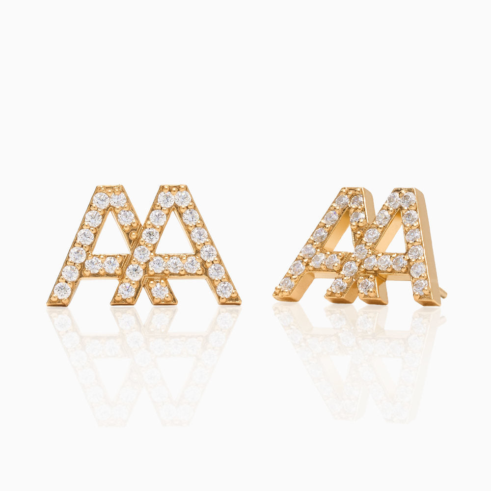 Interlocking CZ Pave Letter Stud Earrings