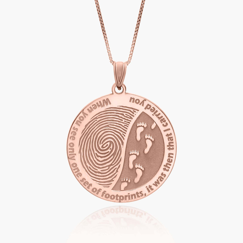 Custom Fingerprint Round Charm or Pendant with Footprints in the Sand quote