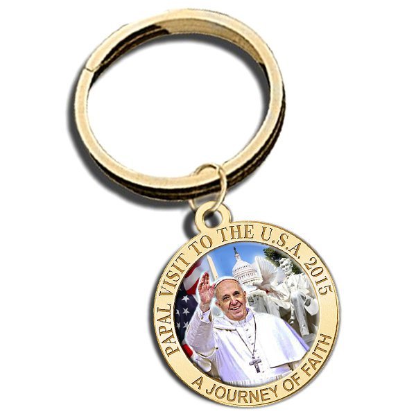 Pope Francis - Papal Visit Washington D.C. 2015 Color Religious Engravable Keychain