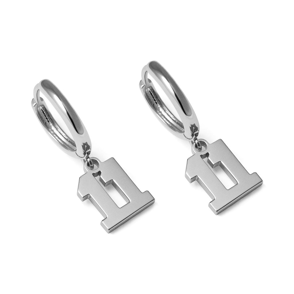 Pair of Sports Number Huggie Earrings