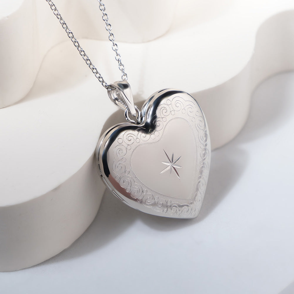 Heart with Scroll Border and Star Design Locket