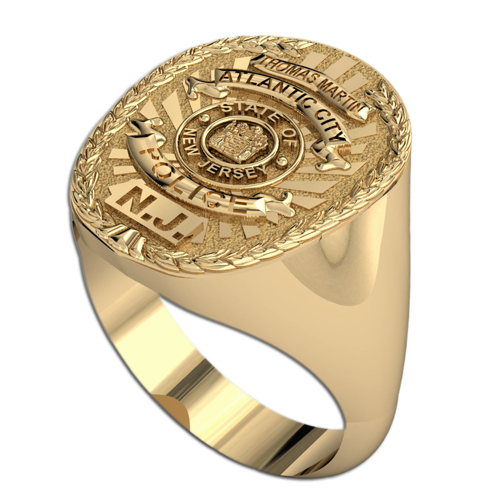 Personalized New Jersey Police Badge Ring with Name & Department