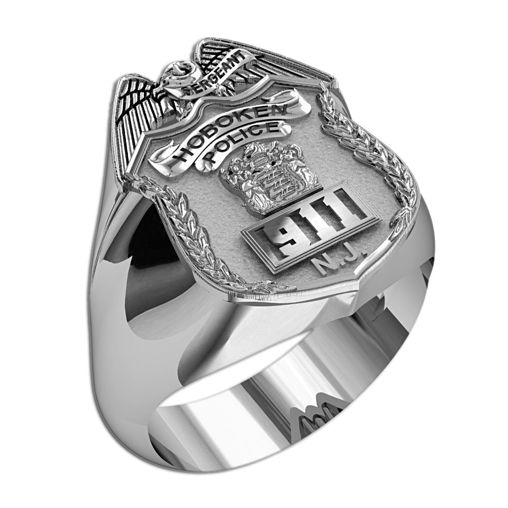 New Jersey Personalized Police Sergeant Badge Ring w/ Number & Department