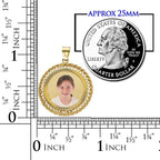 14k Yellow Gold Filegre Round Photo Pendant