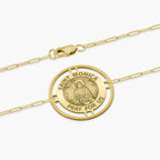 Round Saint Monica with Open Border Paperclip Bracelet