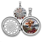Saint Michael Ornate Cut-Out Round Locket